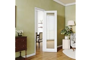 Lakenyon 1-Lite Mirror Interior Door, 24"x 80", Finished Door Panels for Wardrobe & Bedroom, Single Pantry Door Slab, MDF, White Primed