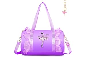 Dorlubel Cute Toddler Ballet Dance Bag for little Girl Tutu Dress Bag with Key Chain （Purple Dancer