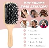 Sosoon Boar Bristle Paddle Hairbrush with Tail Comb Red Long Thick Curly view 3