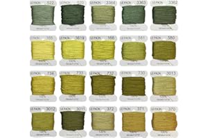 LE PAON Premium Rainbow Color Embroidery Floss bobbins - Cross Stitch Threads - Friendship Bracelets Floss - Crafts Floss - 20 Bobbins Per Pack Embroidery Floss, Light Moss Green,Gradient