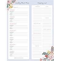 bloom daily planners Weekly Magnetic Meal Planning Pad for Fridge with Tear-Off Grocery Shopping List - Hanging Food/Menu Org