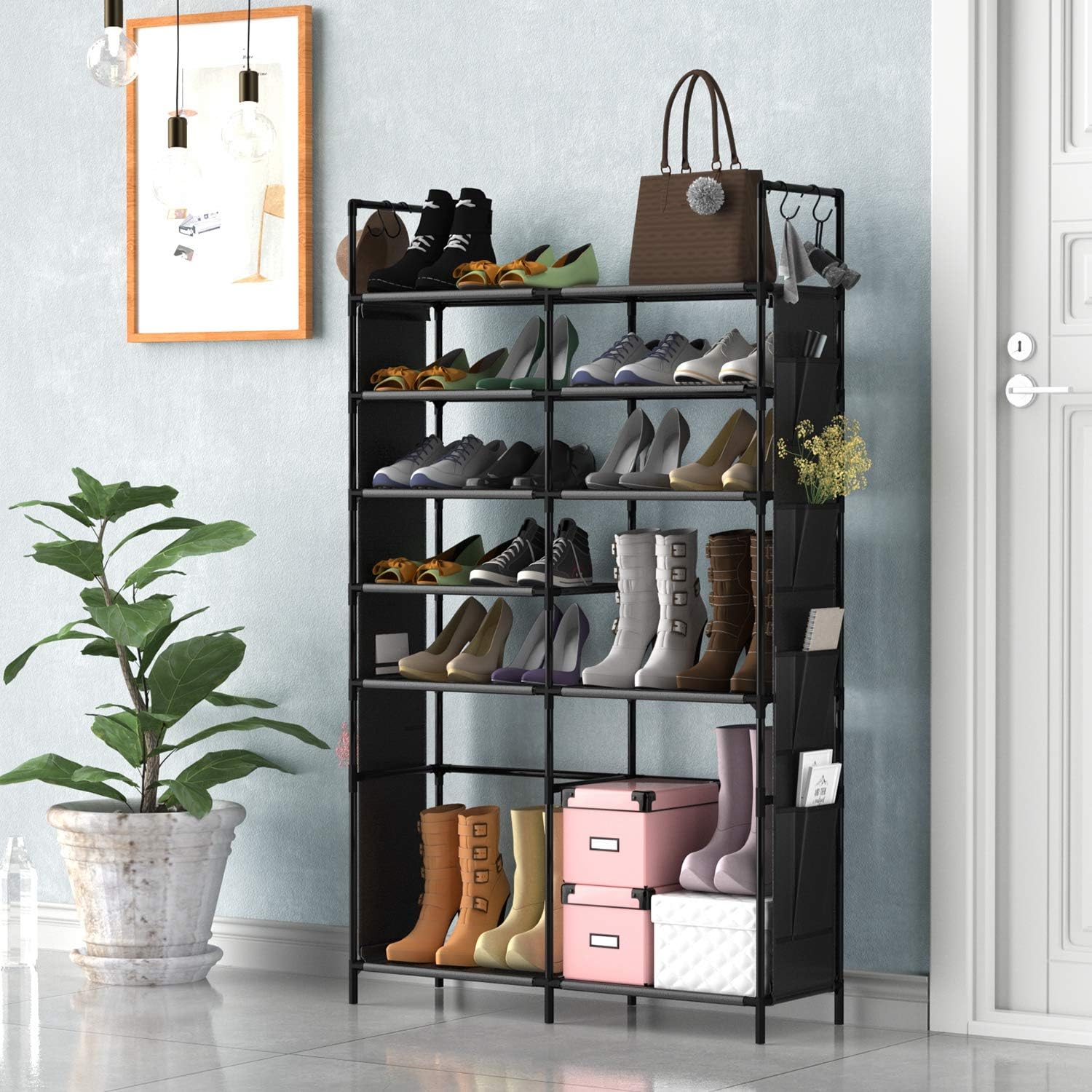 KIKIONLIFE Grey 5 8 10 Tiers Shoe Rack 25 40 50 Pairs Non