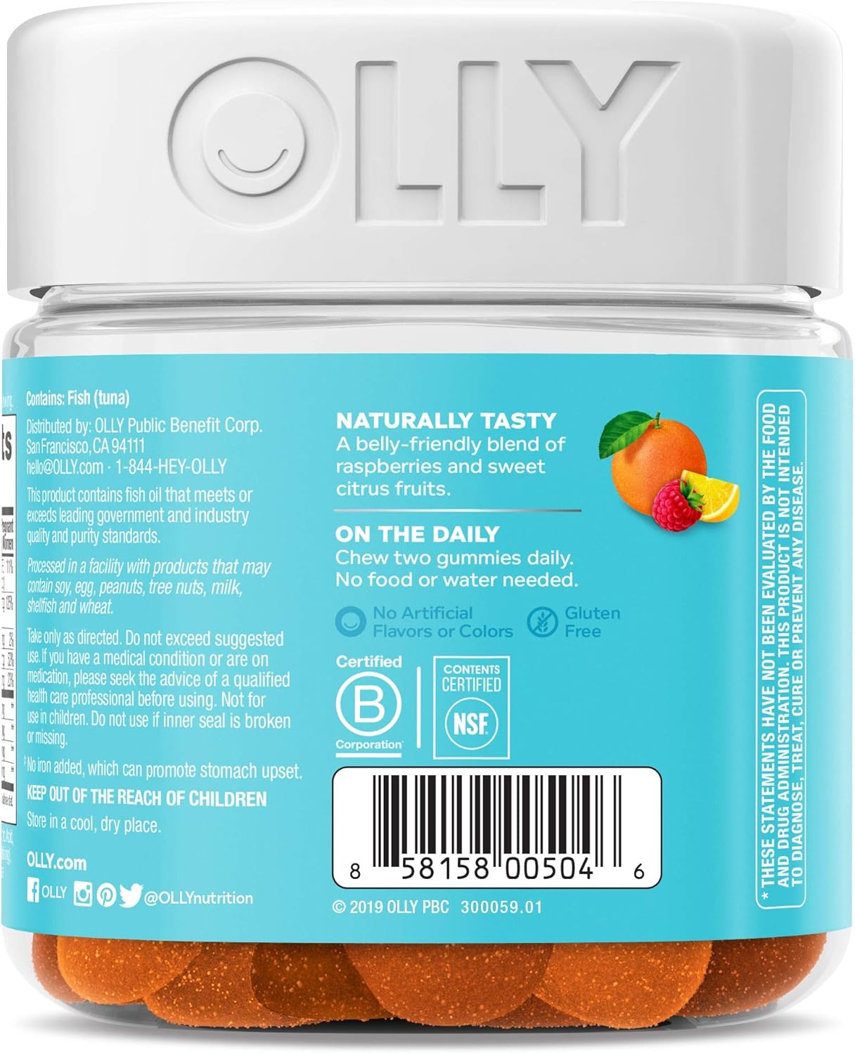 OLLY The Essential Prenatal Gummy Multivitamin, 30 Day Supply (60 Gummies), Sweet Citrus, Folic Acid, Vitamin D, and Omega 3 DHA Chewable Supplement: Health & Personal Care