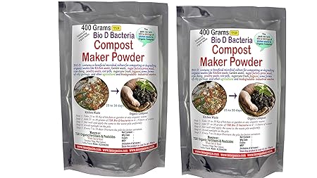 TSR Organic fertilisers & Pesticides Compost Maker Powder Bio D Bacteria Convert All Kitchen Waste to Fertilizer/Manure, 800 g (400 + 400)
