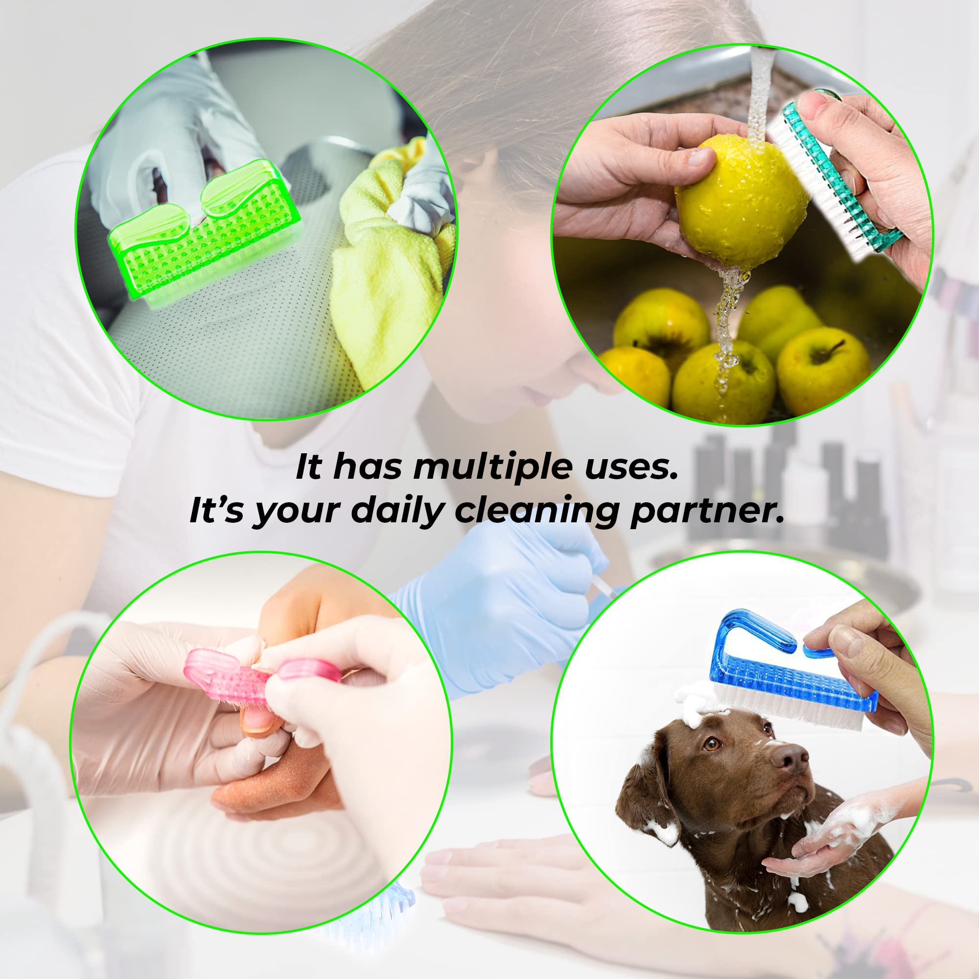 4 Pcs Nail Brush for daily Use -4 Different Kinds of Fingernail brush with Plastic Handle Nail brush for cleaning Fingernails - Easy to use Nail Scrub brush-Nail Cleaner Nail brushes for Man and women - Image 3