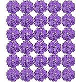 FagusHome Silk Hydrangea Heads 30 Pcs Artificial Flowers Only Heads No Stems Fake Hydrangea Flowers for Home Wedding Decor No Stems (Purple)