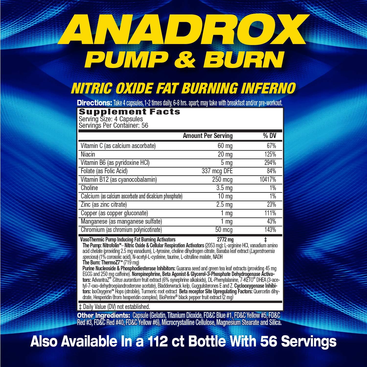 MHP Anadrox Pump & Burn, Nitric Oxide Fat Burning Inferno, 224 capsules: Health & Personal Care