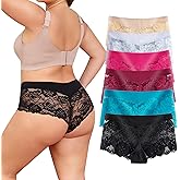 moonlight elves Sexy Underwear For Women, Plus Size Lace Boy shorts Panties, Cotton Waistband Soft Cheeky Panty, 6 Pack