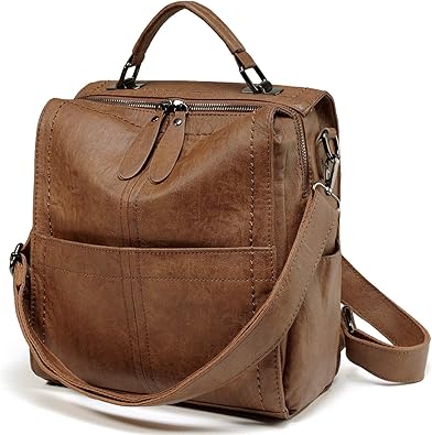 Amazon Co Jp Puレザー リュック レディース Vaschy 手提げ スクエア型 3way 盗難防止 通勤 通学 出張 デイパック ブラウン シューズ バッグ