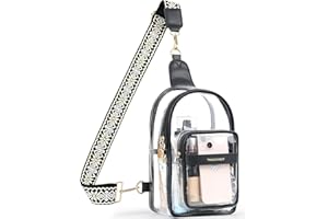 ZIOSINM Clear Bags for Women, Stadium Approved Crossbody Bag with Adjustable Strap (Black)