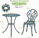 Yaheetech 3 Piece Patio Bistro Set Round Aluminum Table Two Chairs Green view 4