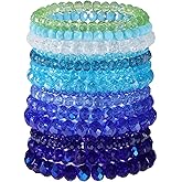 LEGENTLISUR 70 PCS Beaded Bracelets Crystal Stackable Bracelets for Women Elastic Stretch Bracelets Bulk Faceted Colorful Glass Bead Bracelets Jewelry Gifts