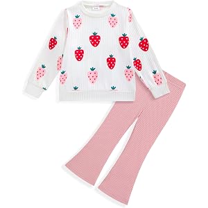 Vibebox Toddler Baby Girl Clothes Fall Winter Outfits Gift for Girls 12M-5T | Little Girl Crewneck Sweatshirt and Flared Pant