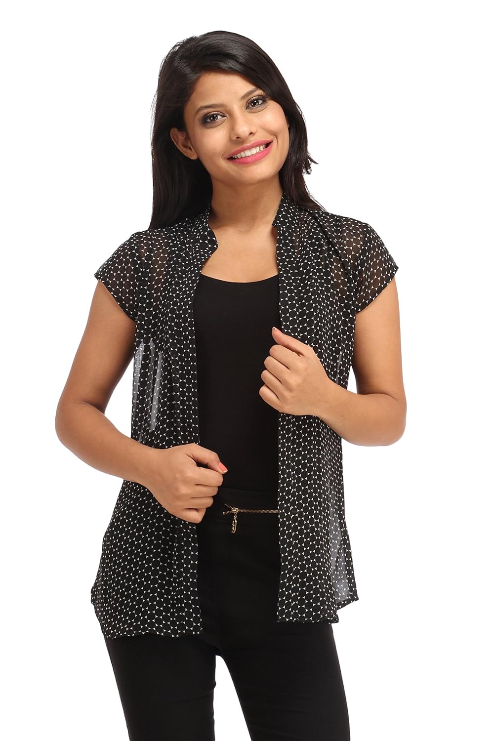 cottinfab dot print transparent shrug