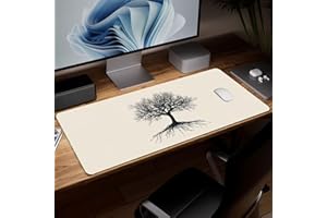 Leather Tree Desk Pad, Colorful Art Mouse Pad Large Computer Keyboard Gaming Mousepad Waterproof Desktop Protector & Cover, D