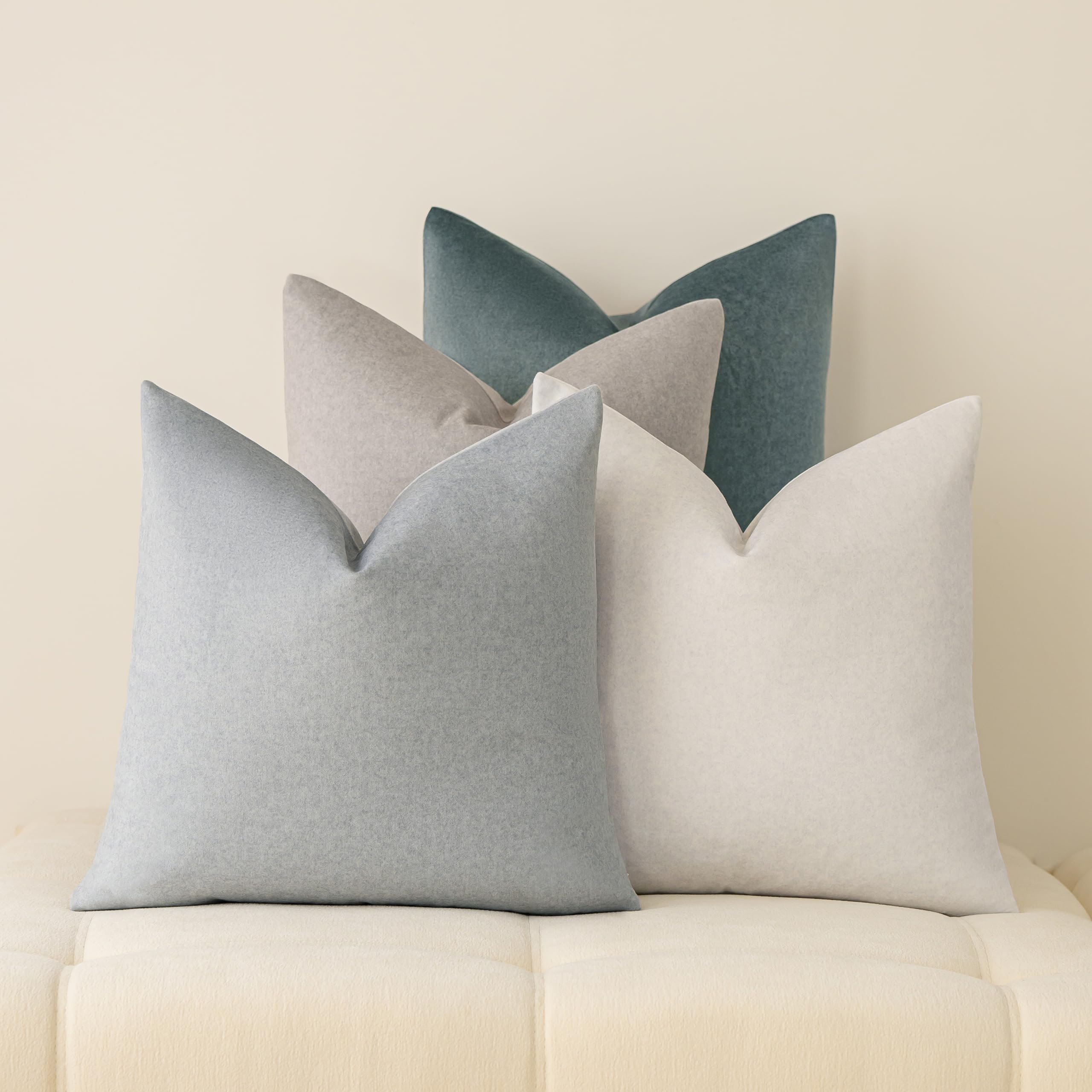 Photo 1 of a moment Pack of 4 Couch Pillow Covers,Outdoor Waterproof Cushion Covers for Patio Furniture Garden Pet-Friendly Stain-Resistant Throw Pillow Cases 18x18 inch Blue