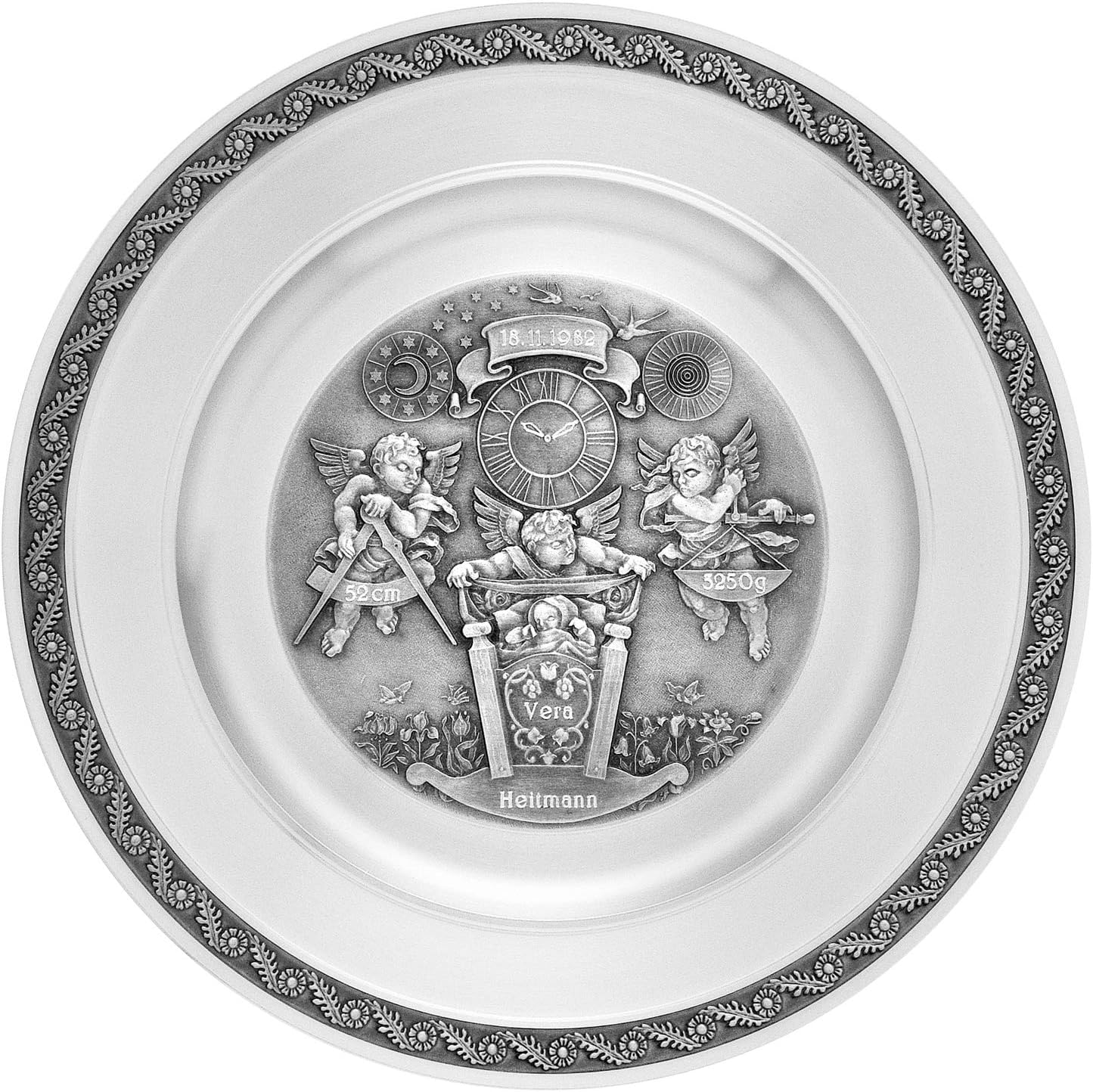 Pewter Birth Plate Angel + Cradle Amazon.co.uk Kitchen & Home