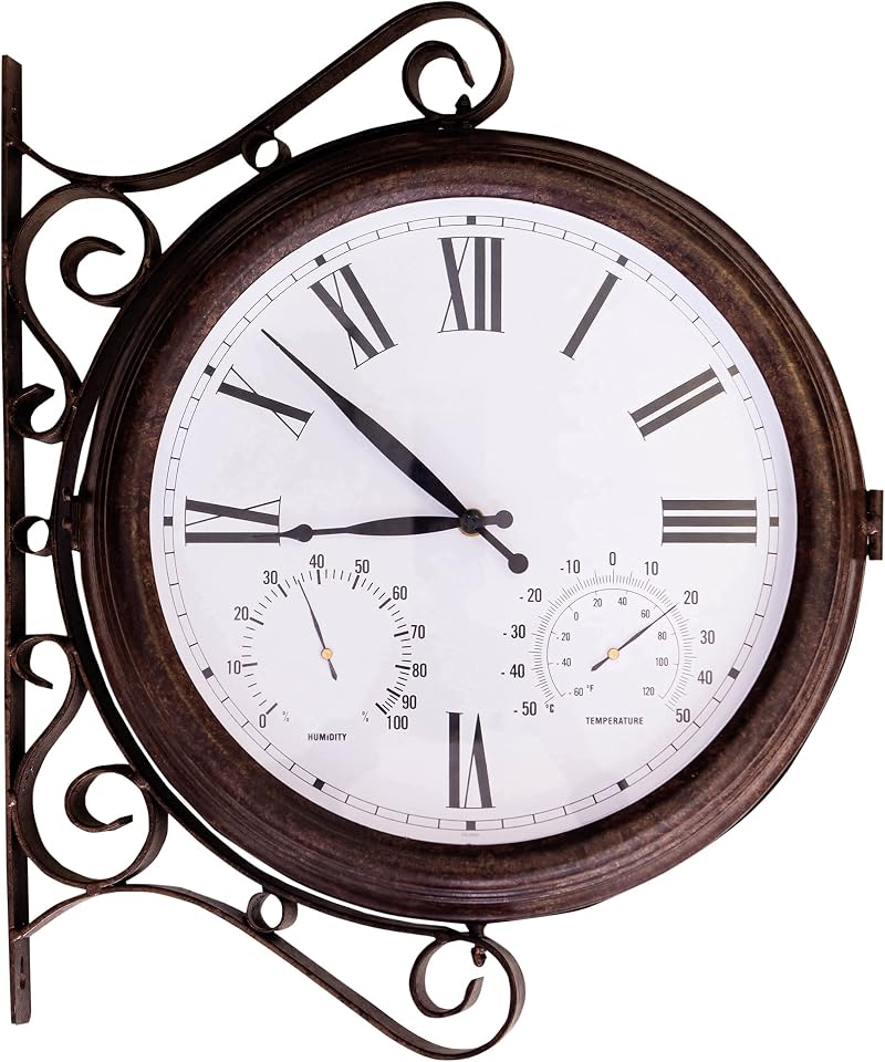 St Helens Outdoor Station Clock 15" with Thermometer & Hygrometer