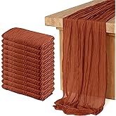 12 Pack Cheesecloth Table Runner, Runner Gauze Boho Wedding Decor Romantic Table Runner for Wedding Birthday Party(35" x 118") (Terracotta)