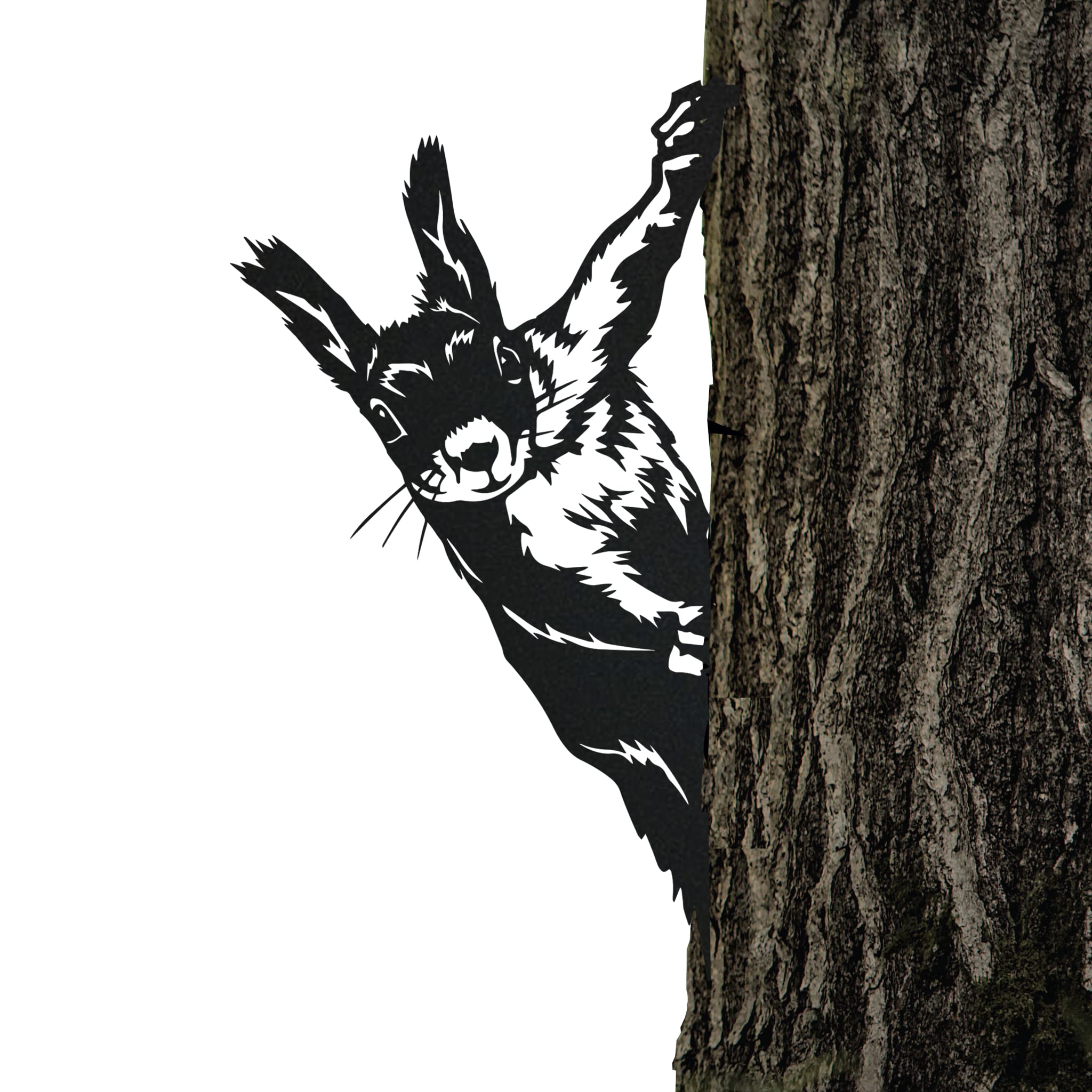 Steelmonks Tree Stake, Squirrel in Matte Black - Outdoor Garden Decoration made of weather-resistant steel. Beautiful garden ornament, unique and durable squirrel.
