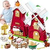 Toidgy Farm Animals Barn Toys for 1 2 3 Year Old, Montessori Learning Toy for Toddlers, Farm Playset with Animal Figures and Accessories, Christmas Birthday Gift for Boys Girls Baby 12-18 Months