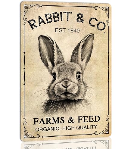 Retro Bunny Tin Sign - Funny Easter Metal Wall Decor, 8x12 Inch, Rustic Vintage Style For Kitchen, Living Room, Pub