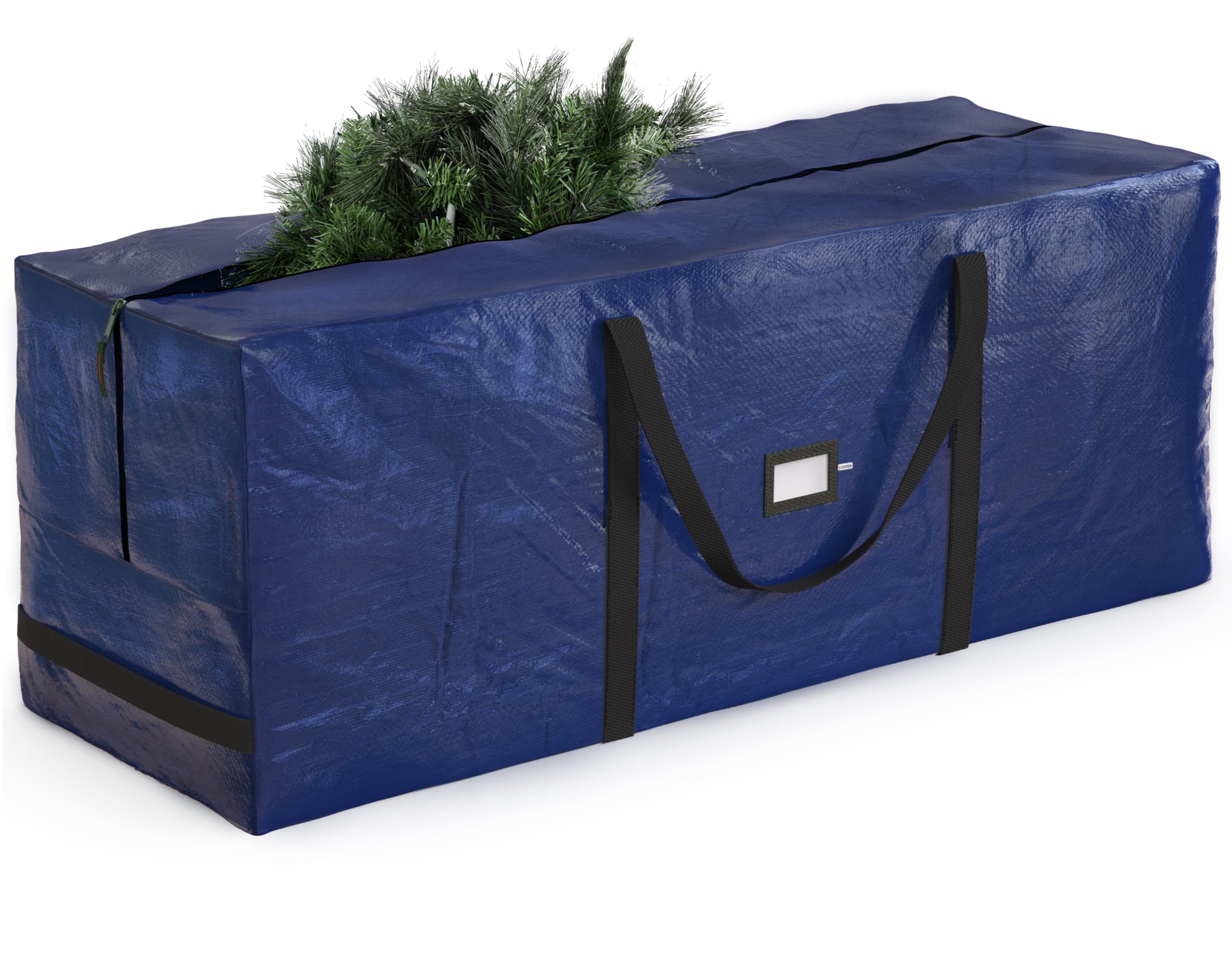 Photo 1 of ***BROKEN ZIPPER***Zober Large Christmas Tree Storage Bag - Fits 9 Ft Artificial Trees - Plastic, Waterproof Christmas Tree Bag For Storage Box For Xmas - Strong, Durable Handles - Label Card Slot - Blue***BROKEN ZIPPER***