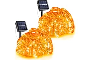 XmasBokeh 2 Pack Solar Halloween Lights, Total 66FT 270 LED Orange Solar Rope Lights Outdoor Waterproof, 8 Modes String Light for Outside Tree Patio Pool Landscape Walkway Fence Holiday Decorations