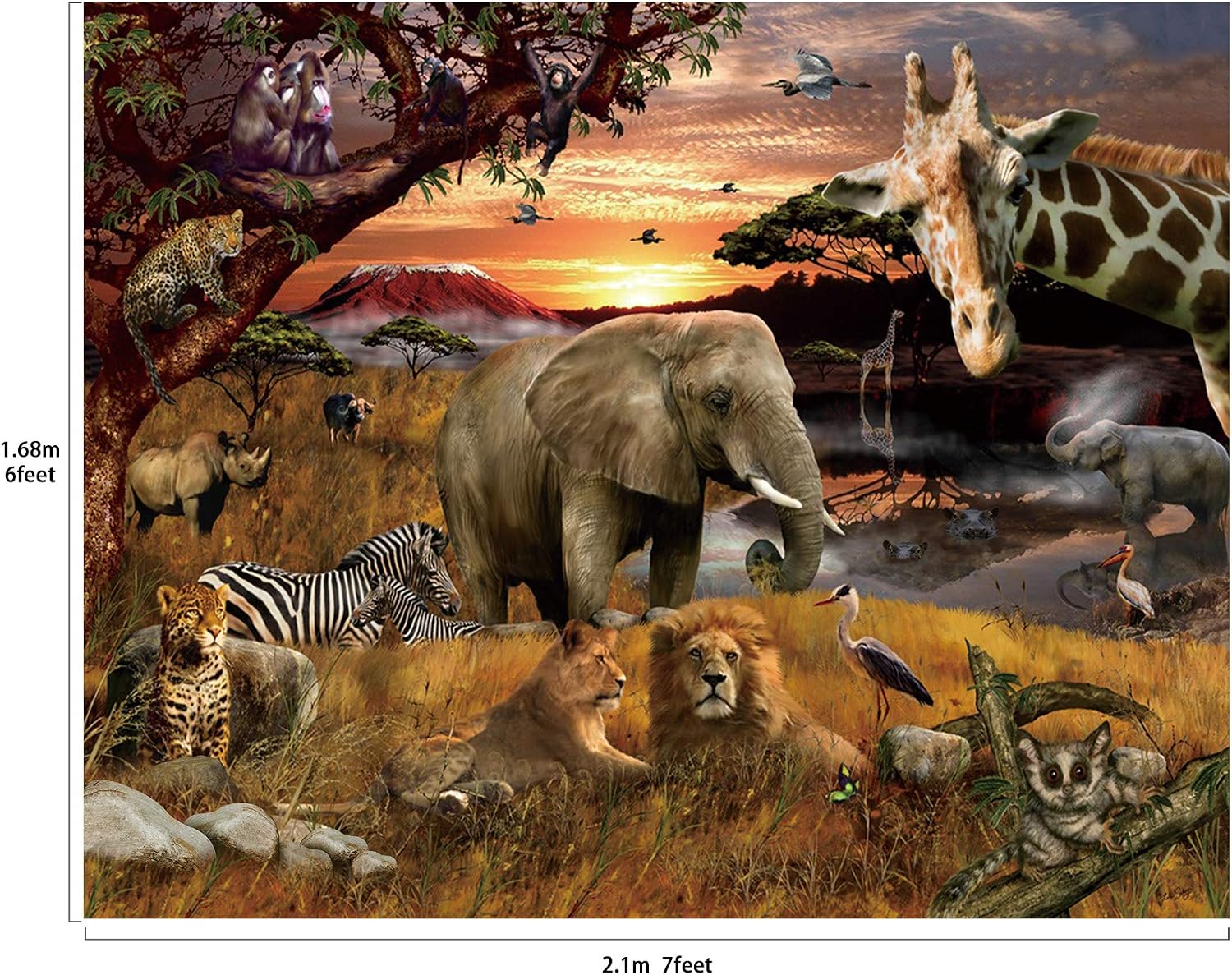 Musykrafties Tropical African Forest Jungle Safari Scenic Backdrop Large Banner Photography Studio Fabric Background Photobooth Prop 7x6feet #2195 - Image 4