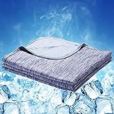 LUXEAR Cooling Blanket Twin, Arc-Chill Q-Max >0.5 for Hot Sleepers, Absorbs Heat to Keep Body Cool for Night Sweats, Lightweight Summer Cool Blankets for Sleeping, Gifts for Women & Men,Blue