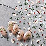 5D Embossed Flower Nail Stickers Green Leaf Nail