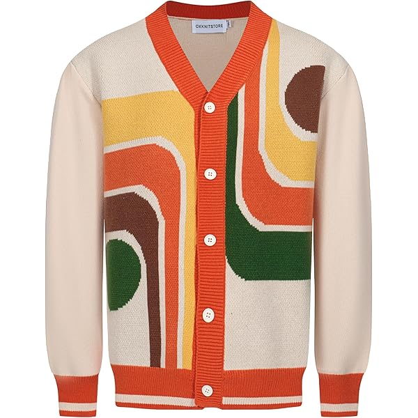 Amazon.com: OXKNIT Men's Blue Knitted Cardigan Sweater