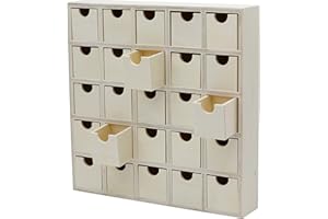 Creative Hobbies 25 Drawer Wooden Advent Calendar, DIY Unfinished Storage Box, Ready to Decorate, Pre Assembled, Storage Organizer