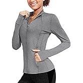 COOrun Workout Jackets Women Lightweight Long Sleeve Shirts Thumb Holes Running Jacket Full Zip Athletic Jackets with Pockets