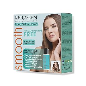 Keragen – Brazilian Keratin Hair Smoothing Treatment Express Home Kit– Blowout Straightening System – with 2oz Formaldehyde Free Treatment, 2oz Clarifying Shampoo and Aftercare Samples