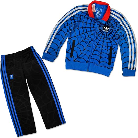 L PATTERN Kinder Jungen 2tlg Bekleidungsset Zweiteiler Sportanzug Trainingsanzug Jogginganzug Freizeitanzug Polyesteranzug Outfit-Set(Jacke+ Hose), Blau & Schwarz, 116-122(Label:120