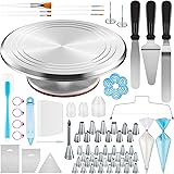 Kootek 177 Pcs Cake Decorating Kits Supplies - Aluminium Alloy Revolving Cake Turntable, Numbered Cake Decorating Tips and Fr