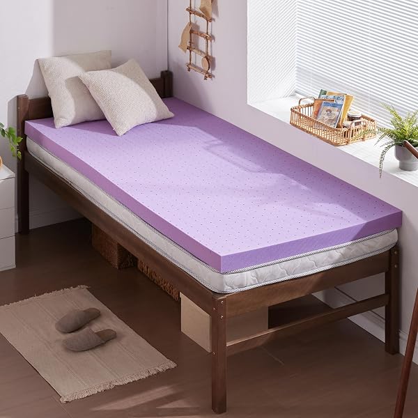 SINWEEK 2 Inch Gel Memory Foam Mattress Topper Ventilated Soft Pressure Relieve Mattress Pad, Breathable Bed Topper, CertiPUR