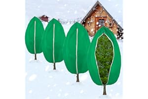 FAIROOTH 4 Pack Plant Covers Freeze Protection Winter Large Frost Cloth Blankets 2.5oz Thicker Plant Protectors Bag Covers for Outdoor Plants with Zipper Drawstring from Cold Frost Wind Pest, 39.4" x 47.2"
