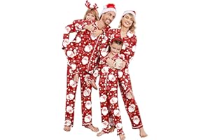 Ekouaer Christmas Family Matching Pajamas Long Sleeve Button Down Pj Set Festival Party Sleepwear Men/Women/Kids