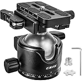 CAVIX H-46F Lever Tripod Head, Low Gravity Metal Ball Head Camera Head, Panoramic Ball Head with 1/4" Arca Swiss Quick Release Plate for Tripod, Monopod, DSLR, Camera, 44lbs/20kg Max Load