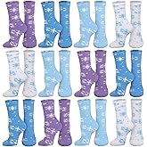 Cutecrop 12 Pairs Winter Snowflake Fuzzy Socks for Women Warm Fluffy Sleeping Home Slipper Socks for Holiday Gift Party Favors