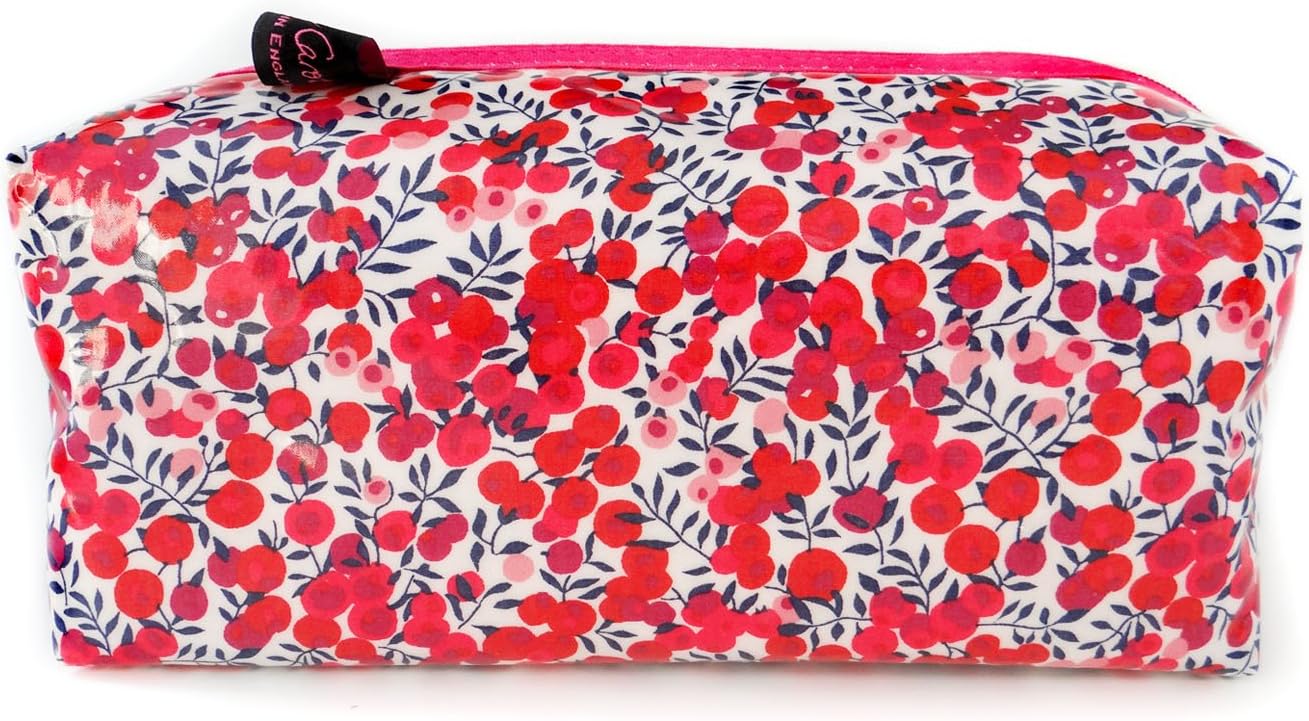 Luxury Liberty Fabric Box Cosmetic Bag in Wiltshire Red