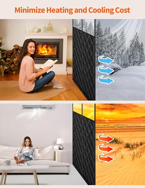 MAGNETIC THERMAL INSULATED DOOR CURTAIN FOR 48″X 80″ DOORS, VISIBLE DOOR COVER FOR HEAT INSULATION, MAGNETIC CLOSURE THICK BLANKET FOR DOORWAY TO KEEP WARM IN WINTER COOL IN SUMMER