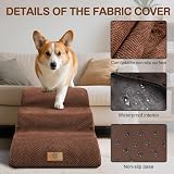 Masthome 3-Step Dog Steps Sofa Ramp Brown 60x40x40 cm Non Slip view 4