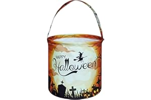 ACMUUNI Happy Halloween Witch Pattern Kids Gift Basket Organizer Basket Collapsible Shelf Basket with Handle for Nursery Laundry Basket for Kids