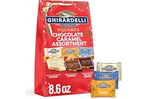 GHIRARDELLI Chocolate Caramel Assortment Squares – Limited Edition Mix of White, Milk & Dark Chocolate with Buttery Caramel Fillings, Individually Wrapped, 8.6 oz Bag