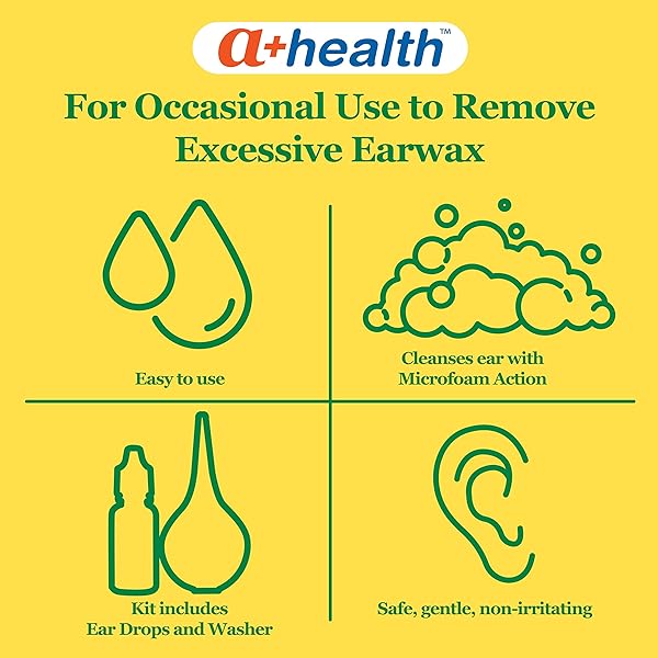 A+HEALTH EARWAX REMOVAL KIT, CARBAMIDE PEROXIDE 6.5%, MADE IN USA, DROPS AND EAR BULB SYRINGE, 0.5 OUNCES