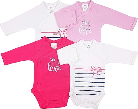 Lot De 4 Bodies A Manches Longues Pour Bebe Fille Multicolore 1 Mois Amazon Fr Vetements Et Accessoires