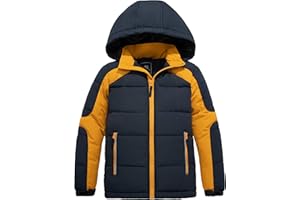 ZSHOW Boys' Hooded Puffer Jacket Waterproof Warm Winter Coat Soft Fleece Lined Outerwear Jacket